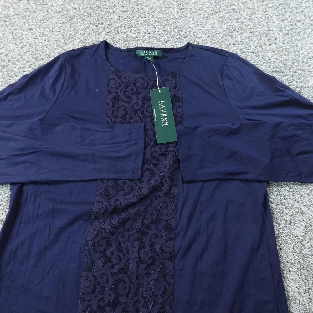 NEW Ralph Lauren Shirt Womens L Blue Pullover Long Sleeve Tee Top Casual Preppy